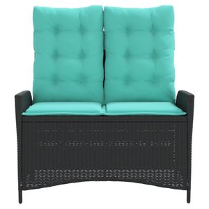Banc de jardin inclinable 2 places en rotin PE noir – Catégorie de produits : Bancs de patio - Product Image 3