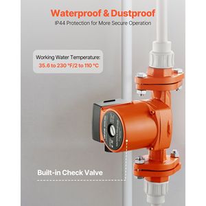 ปั๊มน้ำร้อนแบบหมุนเวียน F-007-F5-71FC สำหรับเครื่องทำความร้อนในบ้าน ทำจากเหล็กหล่อ 23 GPM AC 120V พร้อมข้อต่อหน้าแปลนขนาด 1 นิ้ว สายส่งน้ำร้อนยาว 16 ฟุต - Product Image 6