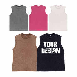 Chaleco vintage para hombre, estilo acid-wash, cómodo, elegante, de alta calidad, estilo streetwear, camiseta 100% algodón para hombre, corte holgado. - Product Image 1