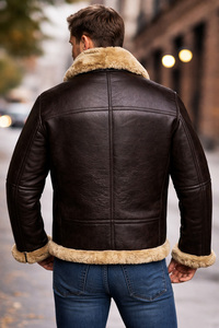 Veste en cuir véritable et toile pour homme, automne-hiver - Qualité supérieure, imperméable, respirante, écologique, séchage rapide, col montant, fermeture avant - Product Image 2