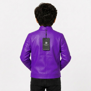 Stylish kids <b>leather</b> <b>jacket</b> designed with premium comfort warm lining and long lasting quality for everyday active lifestyles - Product Image 2