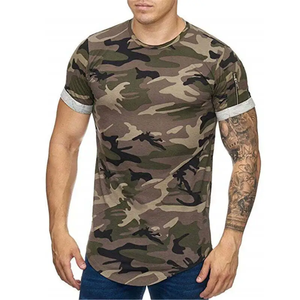 T-shirts décontractés pour hommes RABUSH SPORTS à logo personnalisé sur le devant, coupe classique, manches courtes, camouflage, OEM, haute qualité, doux, 100% coton tricoté - Product Image 1