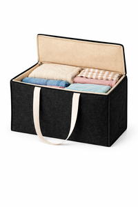 Premium <b>Black</b> Jute with Zipper Closure Large Capacity Organizer <b>Box</b> Tote <b>Storage</b> Eco Friendly Foldable <b>Storage</b> Solution - Product Image 5