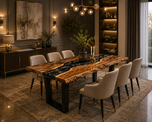 Luxury Epoxy Resin <b>Kitchen</b> Dining <b>Table</b> Solid Walnut Wood River <b>Table</b> Handmade Statement Furniture Elegant <b>Bar</b> Slab - Product Image 1