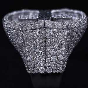 skeleton Cocktail <b>Ring</b> With <b>Black</b> Diamond Accents 925 Silver Pave Setting Hiphop Style Unisex Moissanite Jewelry - Product Image 2