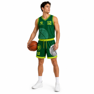 Custom Sublimated Basketball Uniform <b>Men</b> Green Quick Dry Breathable Team Basketball Jersey <b>Shorts</b> Set Training Sportswear - Product Image 3