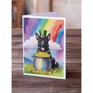 Whimsical St Patrick's Day Greeting Cards Pack of 8 German Shepherd A7 Size <b>5x7</b> Blank Note Cards with <b>Envelopes</b> - Product Image 2