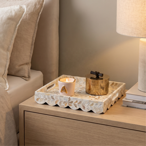 ถาดฝังมุกเปลือกหอยทรงสี่เหลี่ยม, ถาดเสิร์ฟตกแต่งลายโมเสกเปลือกหอย, ถาดจัดระเบียบข้างเตียงและของตกแต่งโต๊ะ - Product Image 3