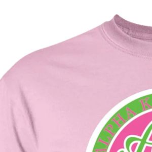 T-shirt personnalisé rose clair brodé pour femme, manches courtes, col rond, décontracté, avec motif brodé circulaire, été - Product Image 4