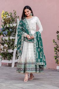 Stunning Faux Georgette Embroidered Gown Sequin Detailing Tassel Sleeves Decorative Border Dupatta Set Outfit ZW176 -DC - Product Image 1