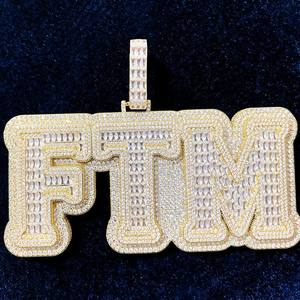 Pendentif lettre entièrement serti de diamants, or rose, chrétien, hip-hop, bijoux personnalisés, femme, moissanite VVS, cadeau d'anniversaire pour rappeur - Product Image 4