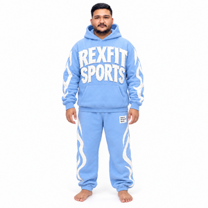 Conjunto de Sudadera con Capucha y Pantalones Jogger con Apliques, Etiqueta Personalizada, Chándal Unisex de Corte Holgado, Dos Piezas, Ropa Urbana con Diseño, Conjunto al por Mayor - Product Image 2