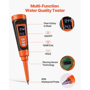 Kit Tester pH Tascabile con Sonda Impermeabile IP68, Range pH 0-14, Compensazione Automatica della Temperatura, Design a Penna - Product Image 4