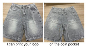 Pantalones Cortos Vaqueros Anchos de Mezclilla Oscura de Alta Calidad para Hombre, Estilo Vintage, con Bolsillos - Product Image 2