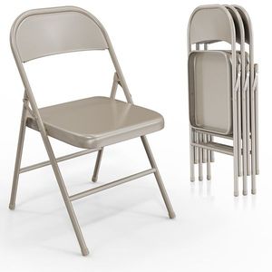 Set di 4 Sedie Pieghevoli Portatili con Telaio in Acciaio, Impilabili per Uso Commerciale, Capacità 350 LBS, per Casa, Ufficio ed Eventi - Product Image 1
