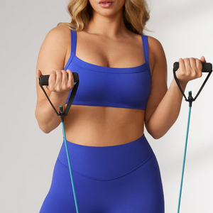 Soutien-gorge de sport pour femme à maintien élevé pour le yoga et la gym, avec logo personnalisé sur le devant, en Spandex/Nylon doux, respirant, à séchage rapide et avec coussinets amovibles - Product Image 3
