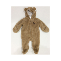 Combinaison à capuche ours mignon pour bébés, fausse fourrure douce, une pièce avec appliques de pattes et d'oreilles, unisexe, manches longues, hiver