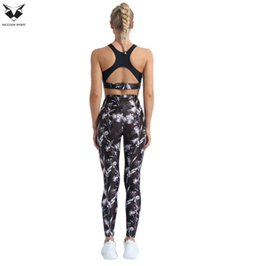 Conjunto Deportivo con Estampado Floral para Mujer, Leggings de Fitness de Alta Elasticidad, Sujetador Deportivo de Cuello Alto para Correr, Conjunto de Dos Piezas para Yoga y Gimnasio - Product Image 4