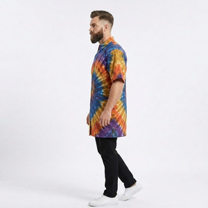 Tie Dye Barber Grooming Smock <b>Apron</b> Men \ <b>Half</b> Sleeve Shirt Turn Down Neck Grooming Smock Cape \ Professional Barber Jacket - Product Image 4