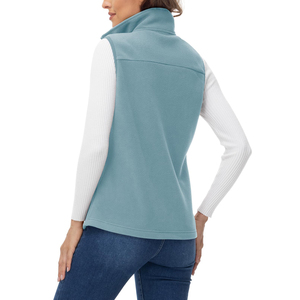 Gilets polaires en gros pour femmes – Personnalisation du logo, sans manches, couleur unie, design sur mesure, prix bas - Product Image 2