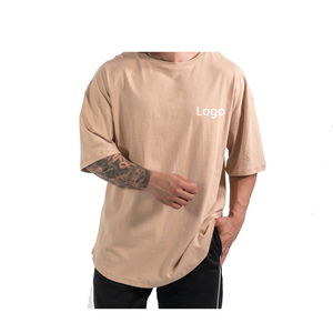 <b>Men's</b> Oversized O-Neck Short Sleeve <b>T</b>-<b>Shirt</b> Solid Color Contrast Trim Casual Jersey Fit 100% Cotton - Product Image 5
