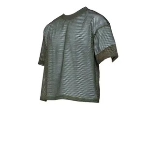 Camiseta de malla personalizada de talla grande, estilo boxy, para fútbol, camiseta de malla corta, camiseta transparente, atlética, para hombre - Product Image 1