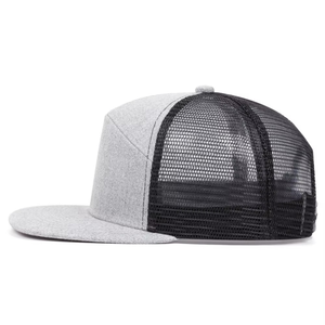 Wholesale Custom Logo High Quality Panel Cotton <b>Plain</b> Mesh Flat Brim Trucker Hat Blank Snapback Trucker Hat MADE BY BS - Product Image 4