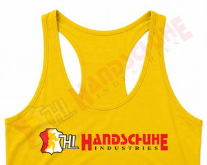 เสื้อกล้ามผู้ชายสีเหลืองแบบ Racerback พิมพ์ลายโลโก้ THL Handschuhe Industries ด้านหน้า สไตล์ลำลอง ผ้าถัก ระบายอากาศได้ดี บริการ OEM/ODM - Product Image 3