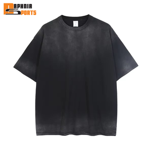 Camiseta de algodón vintage desgastada al por mayor de fábrica, de manga corta, cuello redondo, hombros caídos, oversize, con lavado ácido para hombre - Product Image 6