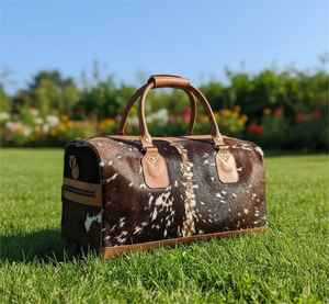 Bolsa de Viaje de Cuero Vacuno, Ligera, con Cierre, Portátil, Vintage, de Gran Capacidad - Product Image 3