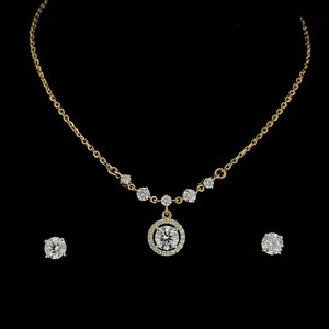Collar de joyería de oro de 18 quilates premium con colgante de diamante cultivado en laboratorio de 1 quilate, corte redondo, azul vivo VVS1, cadena de oro de 18 pulgadas, regalo para ella. - Product Image 1