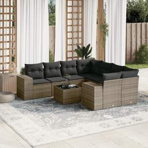 Ensemble de canapés de jardin gris foncé en rotin avec coussins, mobilier contemporain pour l'extérieur - Product Image 1