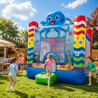 Château gonflable commercial sur le thème de l'océan avec design pieuvre, pour enfants, intérieur/extérieur, avec jeux interactifs
