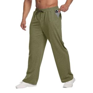 Olive <b>Green</b> Relaxed Men Plus Size Joggers French Terry Open Hem Elastic Waist Athletic Training Pants - Product Image 1