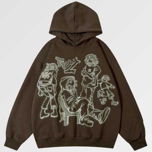 เสื้อฮู้ดดี้ลายกราฟิกสั่งทำ คุณภาพสูง ผ้าฟลีซคอตตอน 100% ทรงโอเวอร์ไซส์ สตรีทแวร์ลำลอง ยูนิเซ็กซ์ เสื้อสเวตเชิ้ตแบบสวมหัว รับผลิตแบบ OEM ขายส่ง - Product Image 1