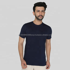 T-shirt en coton biologique tricoté décontracté pour homme, coupe classique, manches courtes, haute qualité, respirant, écologique, taille plus, uni - Product Image 1
