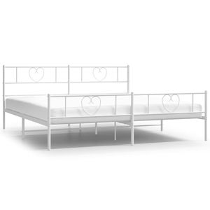 Cadre de lit moderne 76x80 pouces en acier blanc thermolaqué, lits métalliques 80x80 - Product Image 2