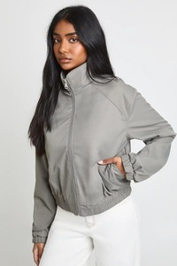 <b>Grey</b> windbreaker <b>Jacket</b> Full Sleeve Stand Collar Zipper Closure Windproof Woven Polyester Autumn Wear - Product Image 2