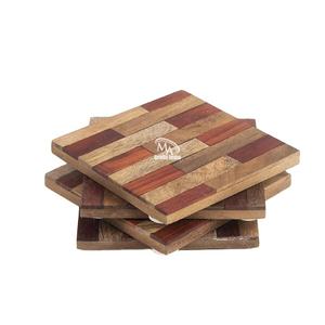 High Quality Walnut <b>Drink</b> <b>Coasters</b> Handmade Wooden Inlay Resin Rectangle Bohemian Style 4''x4'' Kitchen Mat/Pad Unique Absorbent - Product Image 1