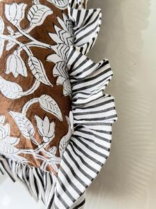 Housse de coussin carrée en coton 100% fait main, style bohème, à volants floraux, écologique, antibactérienne, lavable, personnalisable, pour la maison et l'hôtel - Product Image 2