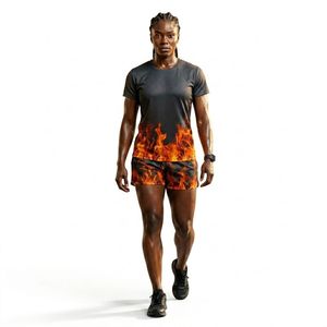Ensemble de t-shirt à manches courtes en tissu uni et short en polyester pour homme, décontracté, été, séchage rapide, respirant, tenue de sport - Product Image 6