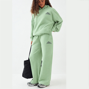 Ensemble de survêtement pour femme DTG en polyester et coton, sweat à capuche décontracté et pantalon de jogging, impression personnalisée, tenue deux pièces, vêtements streetwear - Product Image 1