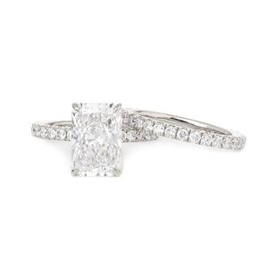 14k Gold 3ct Radiant Cut Lab Grown Diamond Set Premium U Pave Solitaire & Eternity Band High-Brilliance Crushed <b>Ice</b> Radiant - Product Image 2