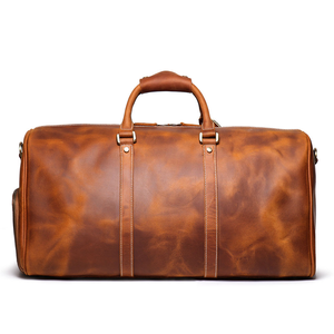 Sac de voyage week-end en cuir véritable 24 pouces grande capacité vintage Crazy Horse pour homme, vente en gros, usine OEM, logo personnalisé - Product Image 1
