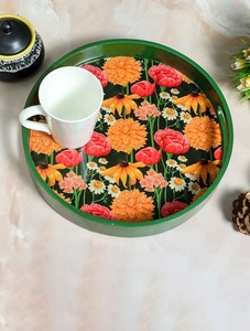 Plateau de service en métal martelé, finition texturée, pour la maison, la cuisine, la salle à manger, la table basse et les cadeaux, finition antique en métal - Product Image 5