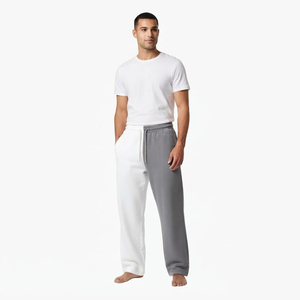 Pantalon de jogging personnalisé pour homme en molleton de coton, color block, avec cordon de serrage à la taille, couleur unie - Product Image 1