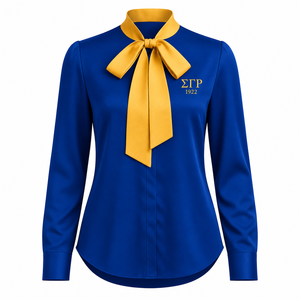 Ropa de la Hermandad Griega Zeta Phi Beta, Lista para Enviar, Blusa Elegante de Seda con Cuello de Lazo - Product Image 5