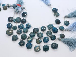 Perles d'apatite bleue néon naturelle facettées, taille hexagonale, 10-15 mm, perles de pierres précieuses d'apatite bleue, 7 pouces, pour la fabrication de bijoux, vente en gros - Product Image 6