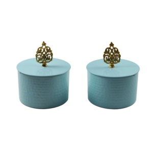 New Arrival Green Metal Storage <b>Boxes</b> <b>with</b> Gold Flower <b>Lid</b> <b>Decorative</b> Round Containers for Herb and Spice Tools - Product Image 5