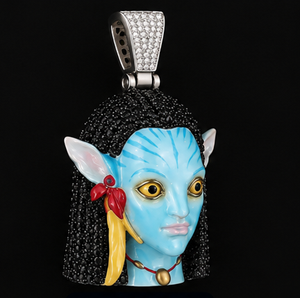 จี้ห้อยคอแบบกำหนดเอง ประดับเพชรซิร์คอนทรงกลมเจียระไนแบบเหลี่ยม หน้าปัดสีน้ำเงิน ชุบทองเหลือง ของขวัญเครื่องประดับ - Product Image 3